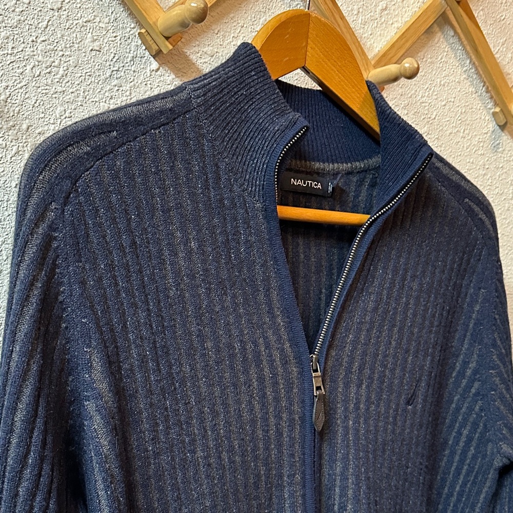 Nautica Men's Navy Zip-Up Sweater - Picture 4 of 5